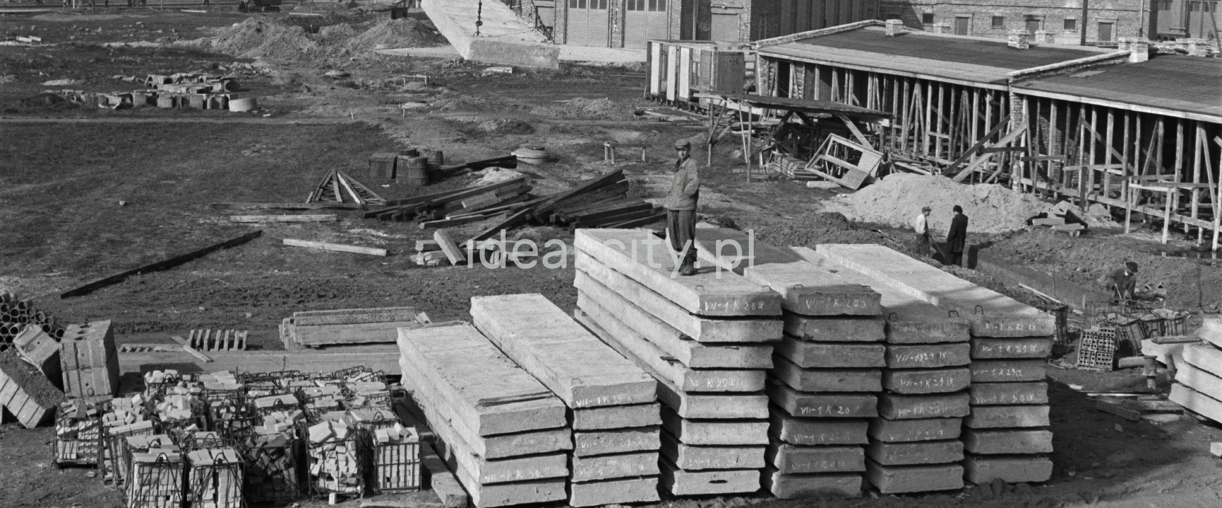 Top view of the square filled with prefabricated panels.