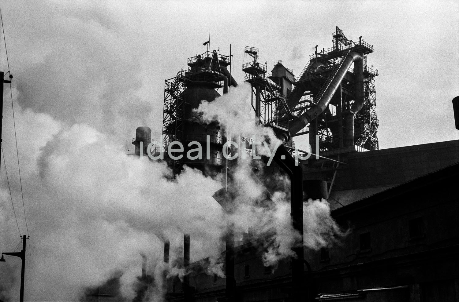 View of the massive infrastructure of the combine.