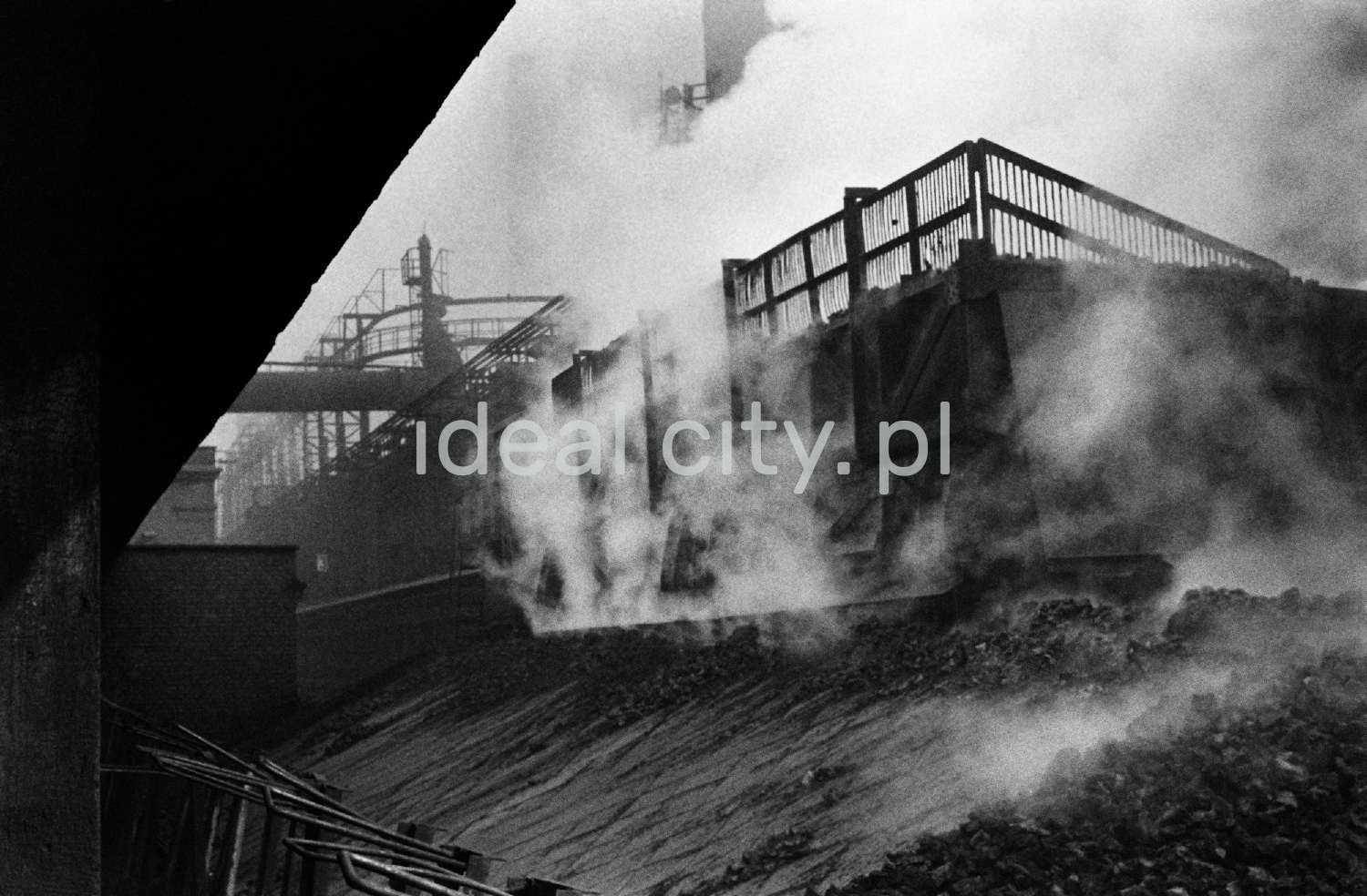 A view of a smoking heap of coke.