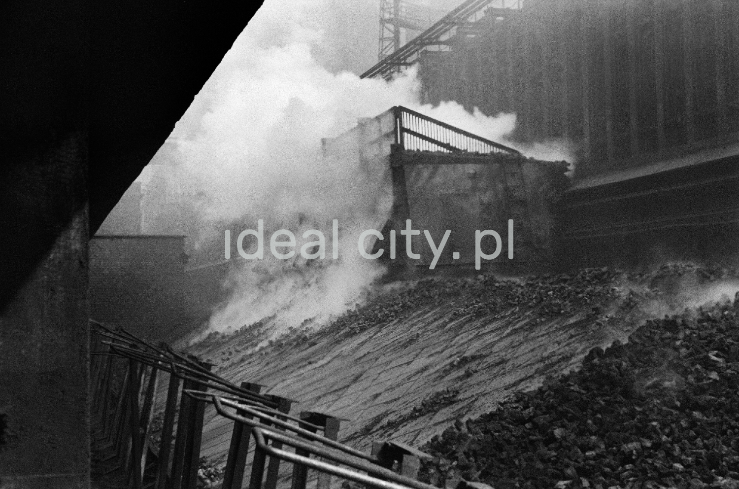 A view of a smoking heap of coke.