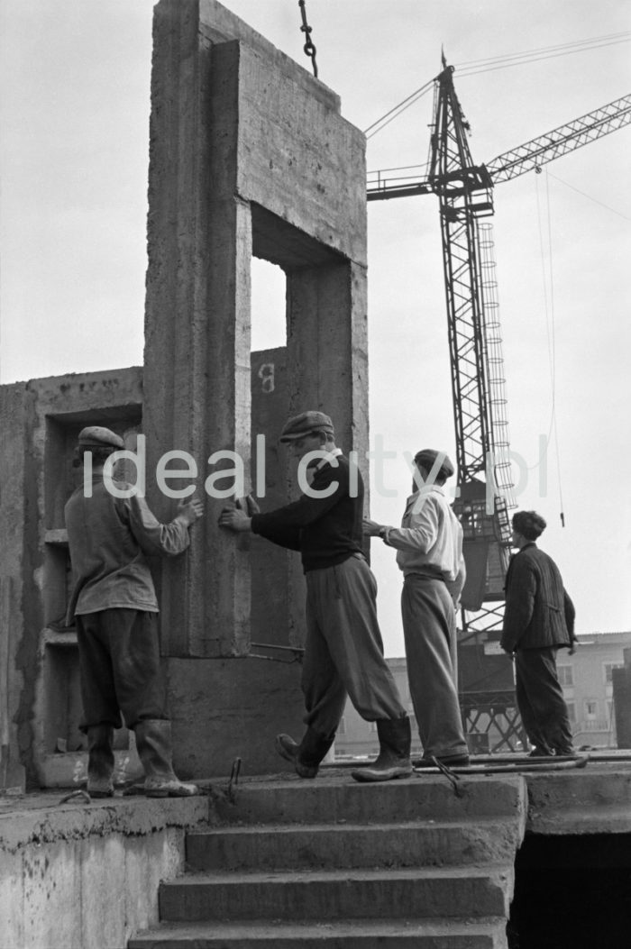 Construction of the Hutnicze Estate. 1950s.

Budowa Osiedla Hutniczego, lata 50. XX w.

Photo by Wiktor Pental/idealcity.pl

