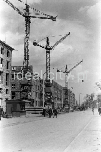 Budowa domów mieszkalnych na osiedlu A-31 (Centrum A), koniec lat 50. Aleja Jana Pawła II, wcześniej Lenina (aleja) (1949-1958), ul. Igołomska (1958-1975), ul. Rewolucji Kubańskiej (1975-1991). 

fot. Wiktor Pental/idealcity.pl
