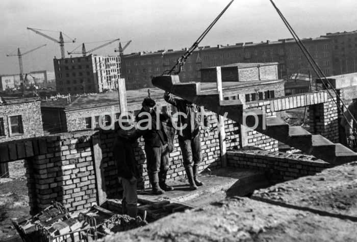 Construction of the Aspirant School of the State Fire Service on the Zgody Estate. 1950s.

Budowa Szkoły Aspirantów PSP na Osiedlu Zgody. Lata 50. XX w.

Photo by Wiktor Pental/idealcity.pl

