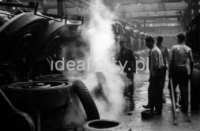 Inside a production hall of the Stomil-Dębica Rubber Tyre Manufacturing. 1960s.

Zakłady Przemysłu Gumowego „Stomil-Dębica”, wnętrze hali produkcyjnej, lata 60. XX w.

Photo by Henryk Makarewicz/idealcity.pl

