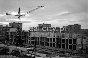 Budowa domów mieszkalnych, pierwszych w systemie wielkopłytowym, w technologii Domino 60 na osiedlu Centrum D, proj. Stefan Golonka, na osiedlu A-33 (Hutnicze), lata 50. XXw.

fot. Henryk Makarewicz/idealcity.pl

