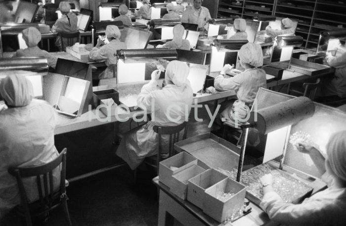 Production hall at the Polfa Pharmaceutical Company in Kraków. 1960s.

Hala produkcyjna Krakowskich Zakładów Farmaceutycznych 