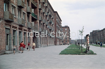 Aleja Przyjaźni. Po lewej Osiedle Zgody, po prawej Osiedle Centrum C. Koniec lat 50. XXw. Fotografia barwna.

fot. Wiktor Pental/idealcity.pl

