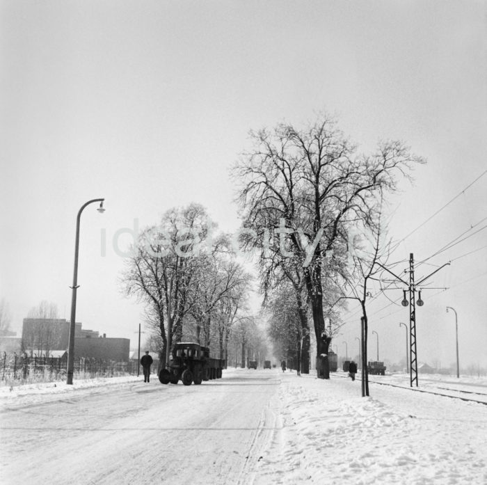 Droga w kierunku Krakowa, po prawej linia tramwajowa, po lewej widoczne budynki Zakładów Tytoniowych na Czyżynach, lata 50. XXw.

fot. Wiktor Pental/idealcity.pl

