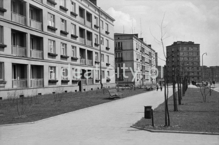 Residential buildings on the B-33 (Słoczne) Estate (now Rydza-Śmigłego Street) towards the B-32 (Szklane Domy) Estate. 1950s.

Domy mieszkalne na osiedlu B-33 (Słoneczne) ul. Rydza-Śmigłego (obecnie) w kierunku osiedla B-32 (Szklane Domy), l. 50. XX w.

Photo by Henryk Makarewicz/idealcity.pl
