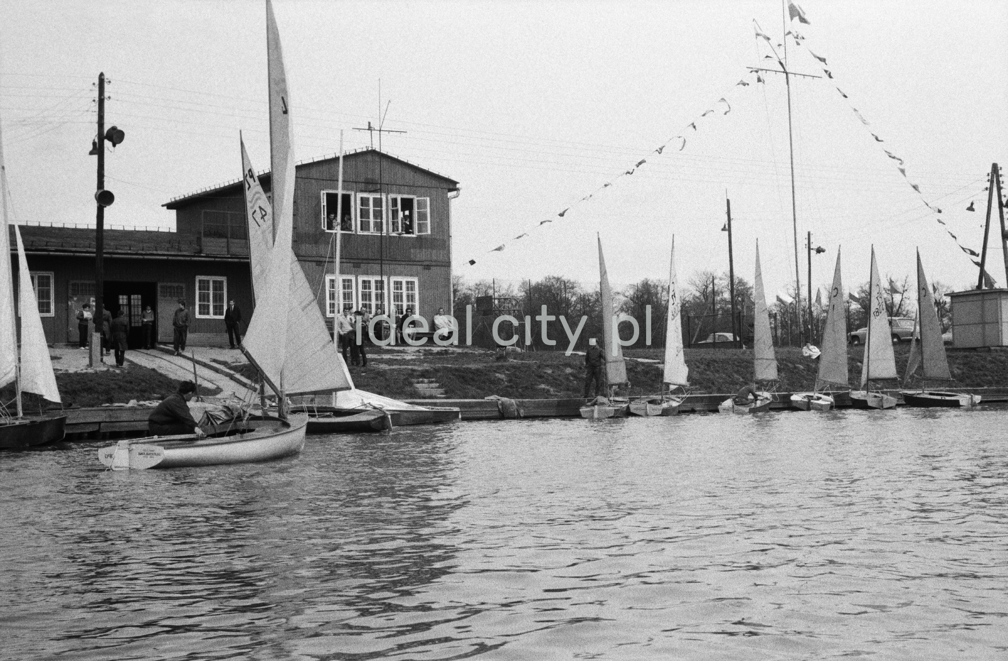 Żaglówki na jeziorze.